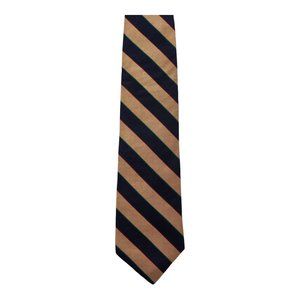 Lord & Taylor Striped Pattern Brown 100% Silk Necktie